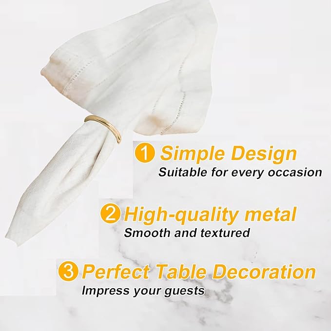 Gold Napkin Rings - 40 Pcs Stainless Steel Napkin Rings,Gold Rotundity Metal Napkin Ring for Table Settings Wedding Christmas Party Dinner Table