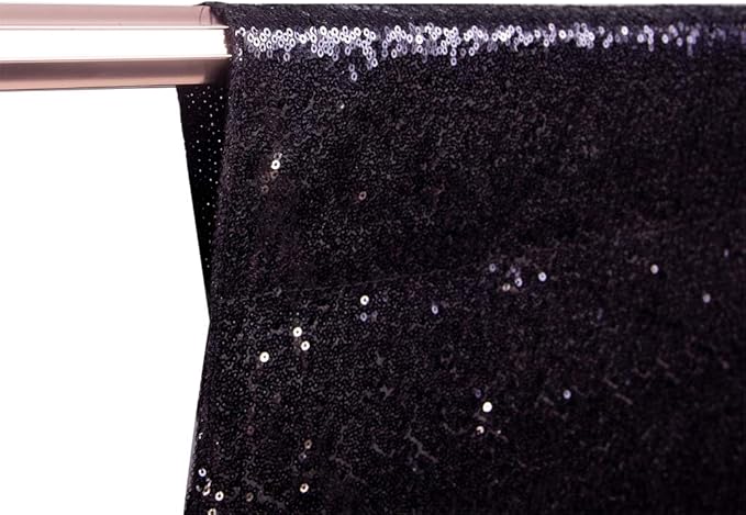 Eternal Beauty Black Thick Sequin Backdrop, 10x10 Ft Halloween Glitter Background Curtains for Shimmer Photography Party Wedding Birthday Back Drop Decor