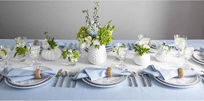 Solino Home Linen White Table Runner 108 Inches Long - 100% Pure Linen 14 x 108 Inch Table Runner for Fall, Autumn, Halloween, Thanksgiving, Holiday - Classic Hemstitch