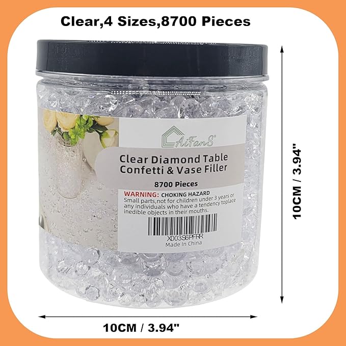 Vase Fillers for Centerpieces Home Deco,8700 Pieces Clear Diamond Table Confetti,Fake Plastic Gems for Bridal Shower,Wedding & Party Decorations
