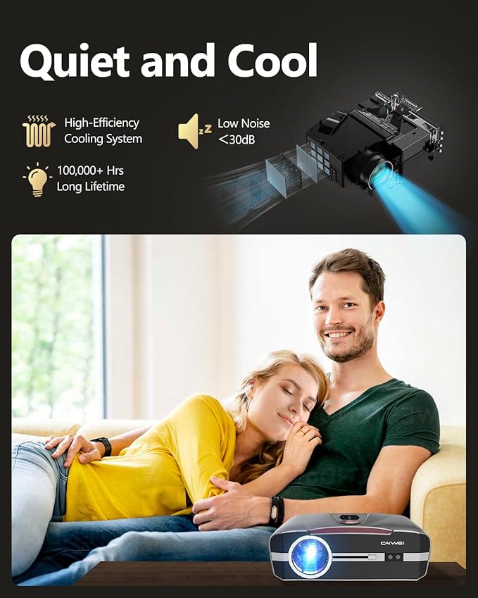 Daylight Projector 4K Ultra HD 2300 High ANSI Smart Home Theater with WiFi 6, Bluetooth, NFC, Streaming Apps, Bright Daytime Proyector, HDR10+, Auto Focus, HDMI 2.1 ARC USB for Movie Video Gaming CIVE