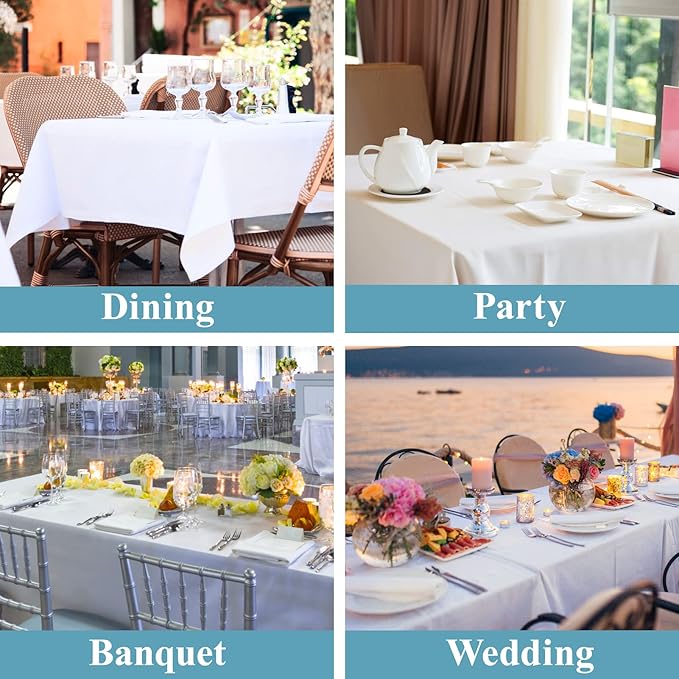 VidaFete Tablecloth 60 * 120inch 10pack Rectangle Table Cloth Polyester, Stain Wrinkle Resistant Dining Table Cover for Kitchen Dinning Party Wedding Rectangular Tabletop Buffet Decoration(White)
