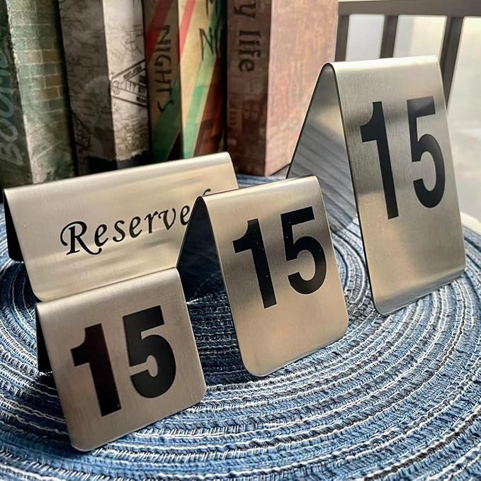 10 Pcs Metal Place Cards Stackable Tent Style Table Numbers,Place Card Holders for Celebration Wedding Party Restaurants Cafes Bars Gatherings meeting Room Board Game Serial (Medium 21-30, Black)