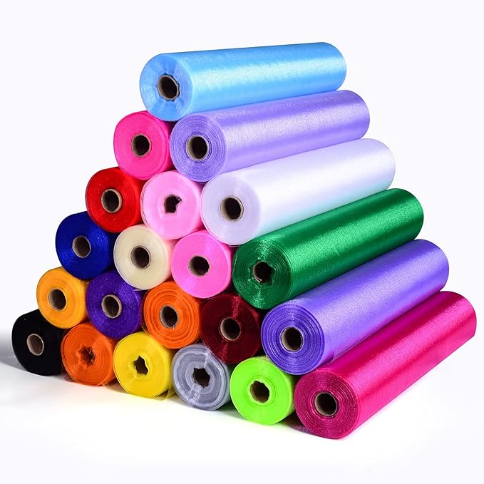 Crystal Organza Fabric Tulle - 16" by 50 Yards Sheer Fabric for Wedding Party Decoration Bridal Shower Tutu Roll Netting Spool Ribbon Wrapping (Lavendar)