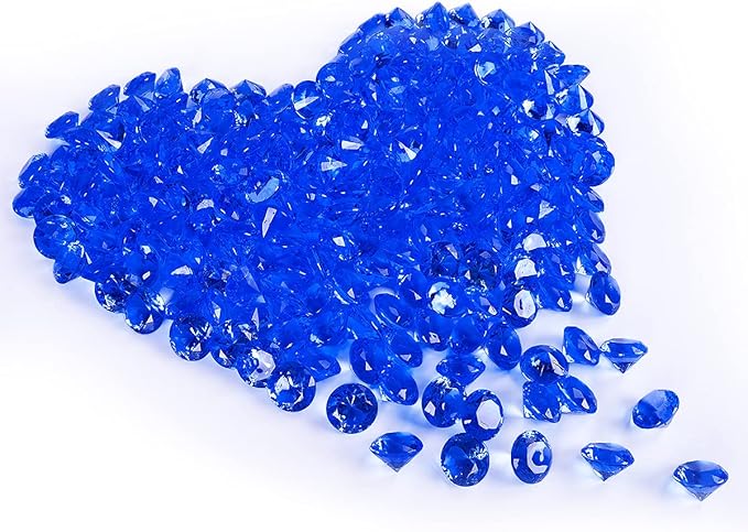 Acrylic Diamond Fake Gems Vase Filler, Babenest 240pcs 3/4 Inch Faux Diamonds Crystals Jewels for Table Scatters Wedding Party Event Arts & Crafts Birthday Decoration Favor (Royal Blue)