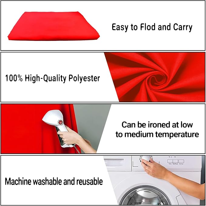 5x7FT Red Screen Backdrop Background for Photography, Photo Backdrop Props for Photoshoot, Party, Video