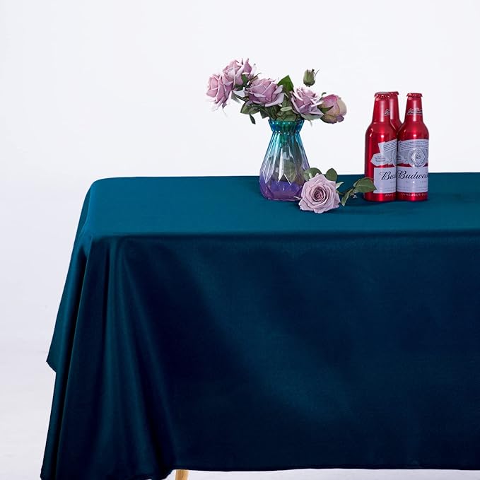 Ascoza 2pack 60x120 Inch Peacock Blue Rectangular Tablecloth 6 Feet Table Cloth in Polyester Fabric for Wedding/Banquet/Restaurant/Parties