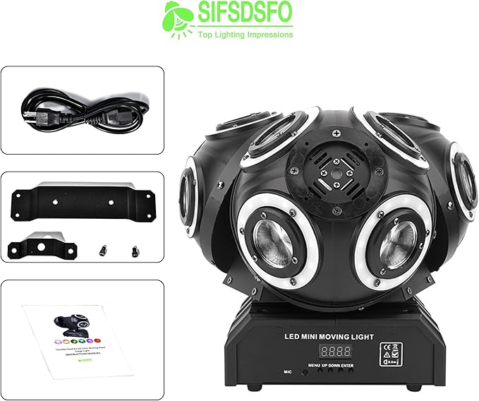 LED Moving Head DJ Light Rotating Beam Stage Lights Pin Spotlight Event Lighting Sound Control Dmx512 DJ KTV Disco Party Wedding Concert Festivals… (3Head DJ Light)