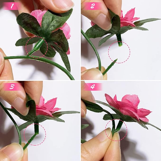 8 Pcs x 8.2 ft Flower Garland Artificial Rose Vine Flowers with Green Leaves Hanging Fake Roses Vine for Room Party Home Wedding Birthday Christmas Wall Arch Decor, Spring Magenta Flower