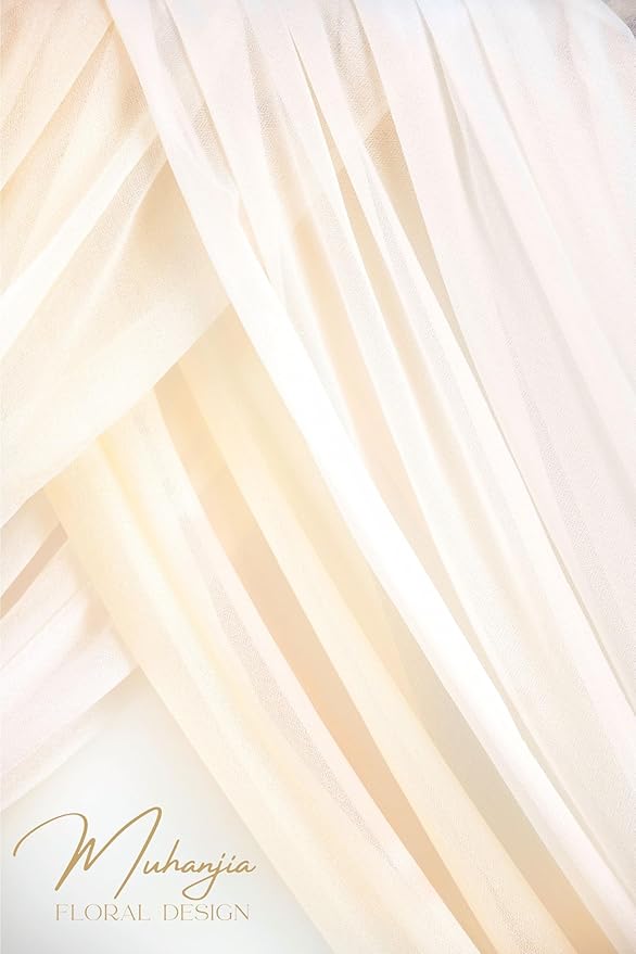 Artificial Wedding Arch Flowers Kit(Pack of 4),2Pcs Artificial Flower Arch Decor, 2Pcs Chiffon Fabric Drapes, Ceremony Decoration, Floral Outdoor Party Decor (Champagne & Blue)