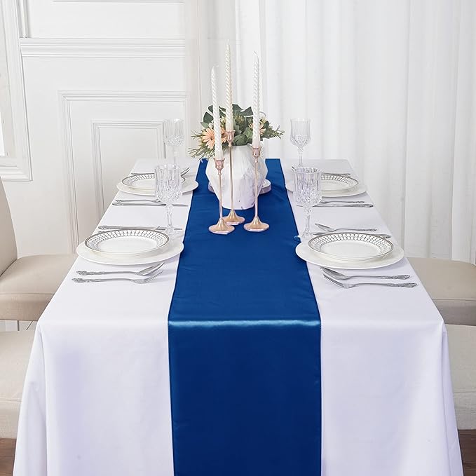 6Pack Table Runner 12 x 108 Inches Satin Silk Table Runner for Wedding, Birthday Party, Banquets, Graduations Decoration, fit Rectange and Round Table-Royal Blue