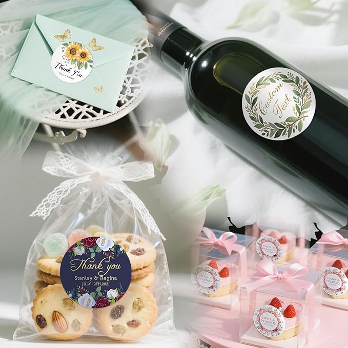 Custom Stickers Wedding Favors Personalized Labels for Business Logo 50-1000PCS Customized Vinyl Label Stickers Waterproof for Wedding Birthday Party