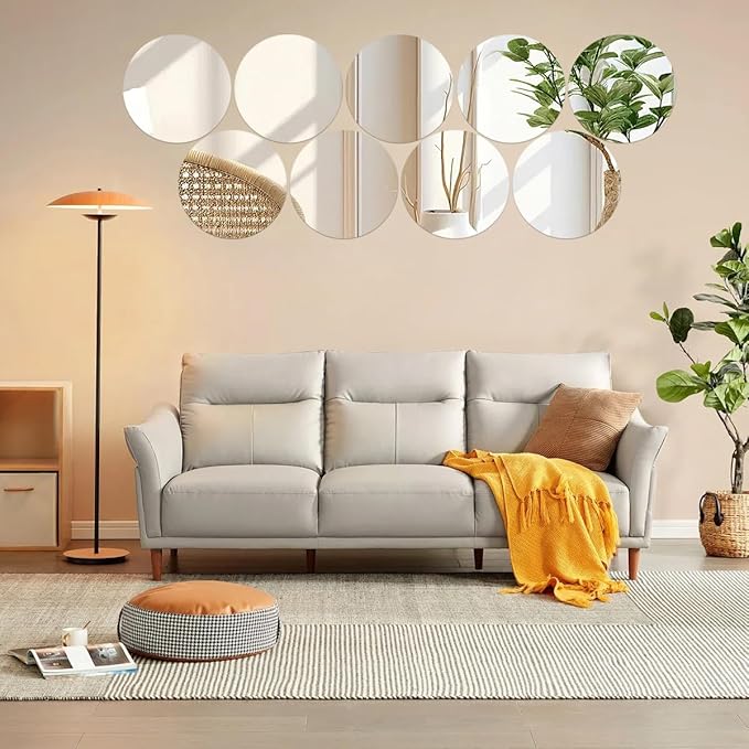 16PCS Acrylic Round Mirrors for Centerpieces Circle Mirror Tiles Candle Plate Set for Table Centerpieces Home Wall Mirror for Wedding Birthday Christmas Table Centerpieces Decorations (6inch + 8inch)