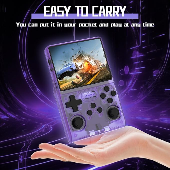 FVBADE 【30000 in 1】 R40S PRO Handheld Game Console 3.5 inch IPS Screen Mini Retro Console 3800mAh Portable Pocket Arcade 12+ Mainstream Emulator 256G TF Card Transparent
