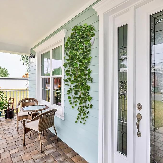 Hollyone Artificial Hanging Plants Wall Potted 47.2" Fake Ivy Vine Faux Ivy Leaves Hanging Greenery Plants for Wall Home Bedroom Indoors Outdoors Garden Patio Decor