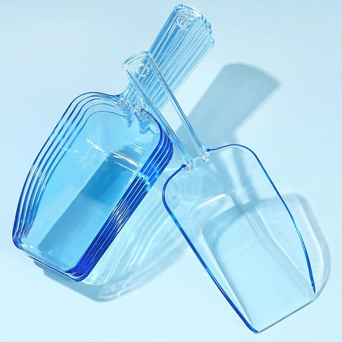Ice Scoop Candy Buffet Containers Scoopers, Hmxpls Blue Plastic Scoop for Popcorn Cookie Candy Buckets, Podpocket Acrylic Large Scoops for Parties Wedding Bar Jars Freezer Dry Goods (6 Pack 7.5 In )