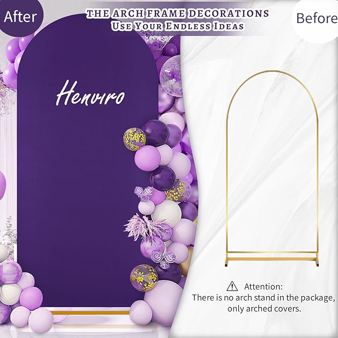 SoarDream Purple Wedding Arch Backdrop Cover 6.6FT Spandex Fitted Purple Wedding Arch Covers Round Top Chiara Arches Backdrop Cover Fabric for Baby Shower Balloon Party Decoration