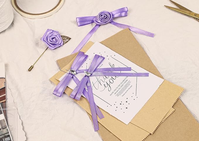 Light Purple Satin Ribbon 1/4 inch X Continuous 100 Yards, Single Face Polyester Ribbon Perfect for Gift Wrapping, Flower Bouquet, Wedding Decor, Crafts, Bow Making, Sewing and More