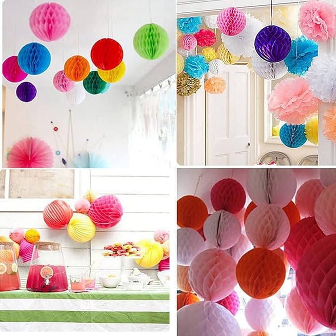 15pcs Honeycomb Balls Decorations 4'' 6'' 8'' Party Honeycomb Ball Flowers Tissue Pom poms Flower Ball Hanging Flower Balls for Baby Shower Birthday Wedding Nursery Decor(4'' 6'' 8'' Yellow)