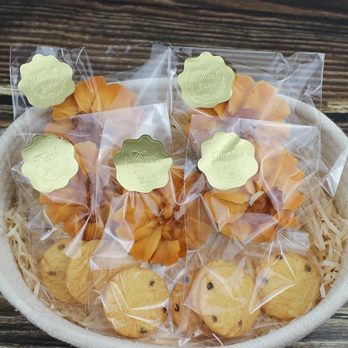 PigPotParty 5''x 7" Clear Plastic Cellophane Gift Wrap Bags, 100 Pcs Small Self Sealing Cookie Bags for Gift, Party favor, Candy, Treat, Goodies, Snack, Self Adhesive Resealable