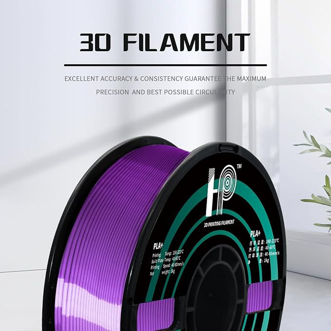 PLA Filament, Silk PLA, 3D Printer Filament, PLA Filament 1.75mm Dimensional Accuracy +/- 0.02mm, 1KG Spool (2.2 lbs), Fit Most FDM Printer (Silk Purple)