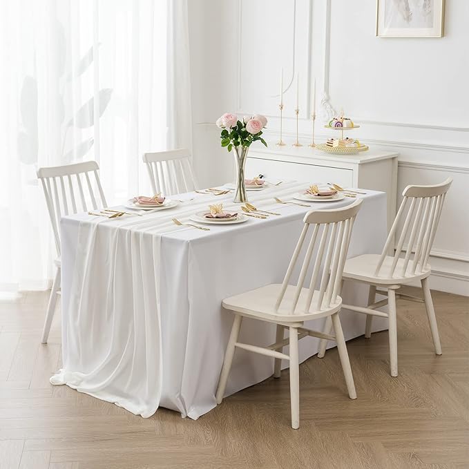 12Pack 9ft Chiffon Table Runner 14x108 Inch Sheer Romantic Table Runner for Wedding Birthday Party Bridal Shower Outdoor Decoration-Ivory