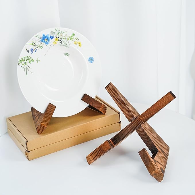 ZEERSHEE Plate Stand for Display - 6.9 Inch Plate Holder Display Stand, Wooden Picture Frame Holder, Decorative Table Top Easels(Pack of 2)
