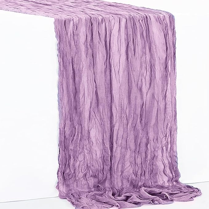 6 Pack Lilac Cheesecloth Table Runner 35x120 Inch 10Ft Rustic Gauze Cheese Cloth Table Runner Sheer Cheesecloth Table Runners for Wedding Party Bridal Shower Decoration