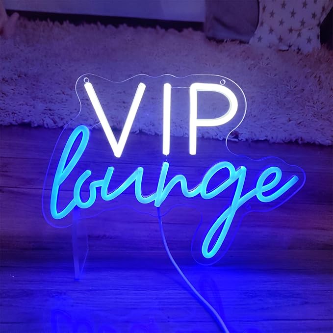 VIP Lounge Neon Sign VIP Light up Signs for Wall Decor, LED Lounge Sign LED Word Light Sign for Bar Hotel Cafe VIP Room Home Decoration, 13.3" x 9.8"