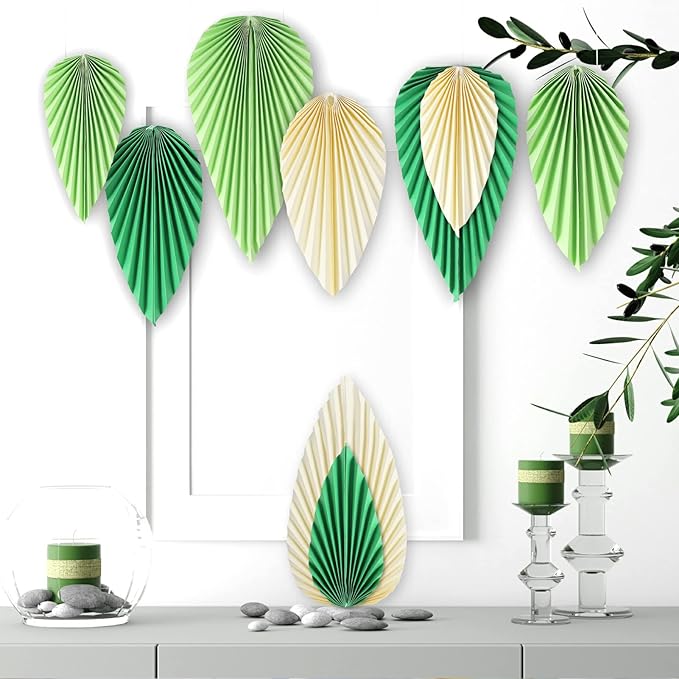 Easy Joy Paper Leaves Decorations for Wall Paper Fans Classroom Decoration Leaves Backdrop Decor Wall Decor,Set of 9