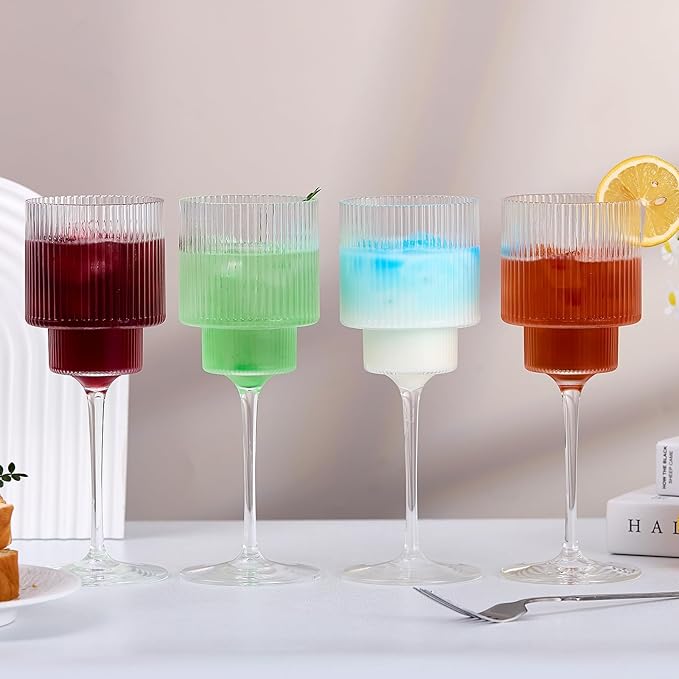 Plastic Goblets Wine Glasses - 12Oz Acrylic Wine Glasses Origami Unbreakable Clear Plastic Cocktail Glasses Recyclable Shatterproof Reusable Wine Cups for Parties & Weddings (Transparent 1)