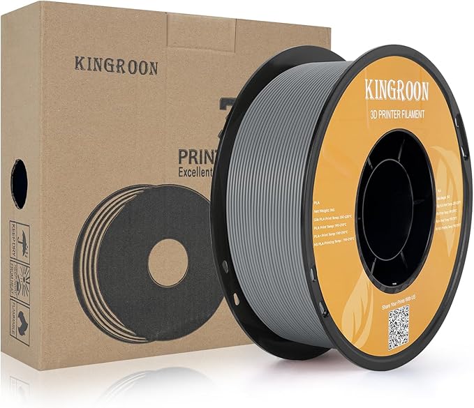 Kingroon PLA Filament 1.75mm 3D Printer Filament Grey Pla Filament 1kg Filament Dimensional Accuracy +/- 0.02mm, Fit Most FDM Printer,Grey-Sliver