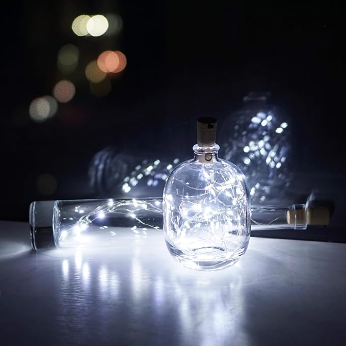 Wine Bottle Lights 20 LEDs Cork Lights Waterproof Battery (Included) Operated Fairy Mini String Lights for DIY Jar Indoor Bedroom Party Wedding Christmas Decor Pack of 4(Cool White)