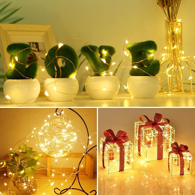 kolpop 18 Pack LED Fairy Lights Battery Operated, 7FT 20 LED Mini Twinkle String Lights Battery Powered Waterproof for Christmas Mason Jars Party (Warm White)