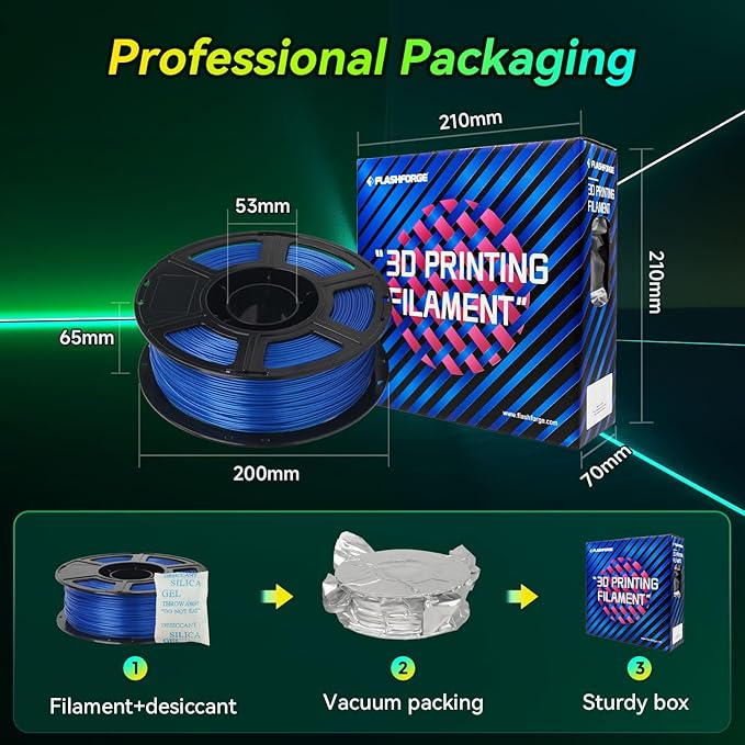 FLASHFORGE Xmas Series Rapid PLA Filament Aurora Blue, High Flow Speedy 3D Printer Filament Max 500mm/s High-Speed Printing, Radiated Unparalleled Brilliance, Twinkling and Ultra-Smooth Finish