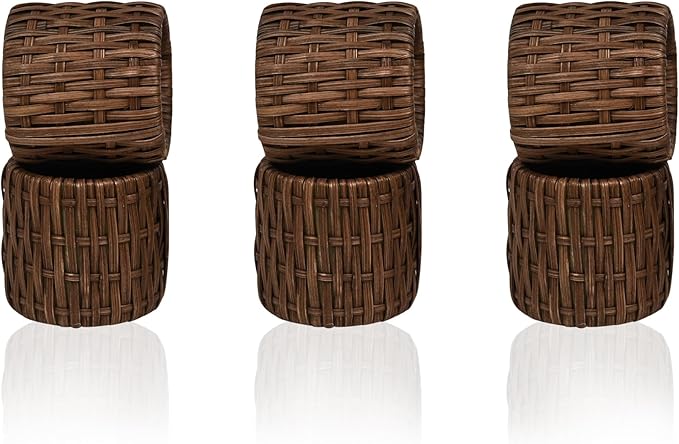 Woven Napkin Rings Set of 12, Handmade Cane Fall Napkin Rings Holders, Natural Napkin Buckles Holder Bulk for Farmhouse Wedding Thanksgiving Xmas Easter Table Décor (Brown) - CLEENTABLE