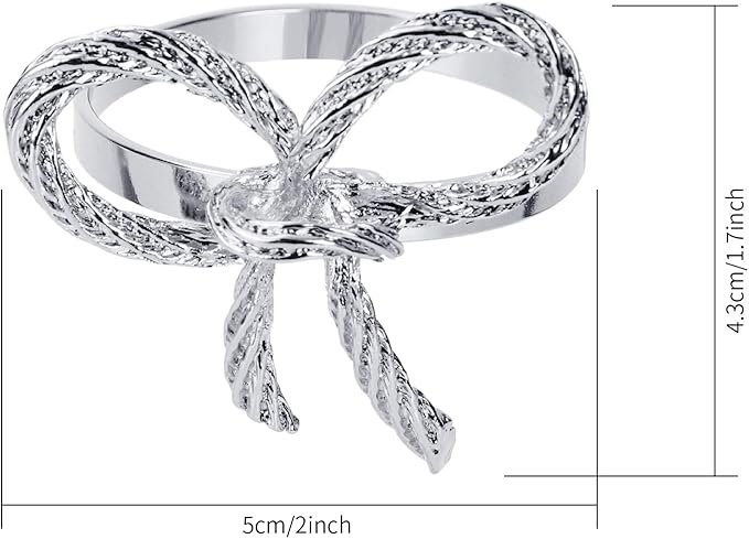 Pack of 6 Napkin Rings Alloy Hollow Out Flower Napkin Holder Dinning Table Napkin Ring for Dinner Parties Wedding Banquet Table Setting Family Gatherings Table Decor(Silver,6)