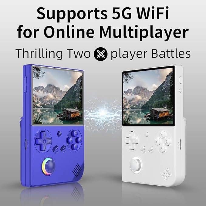 RG40XX V Handheld Game Consoles RG40XXV Retro Game Console Built-in 64G TF Card Preloaded Games 5000+ RG 40XXV Portable Gaming Console Linux 64-bit Supports WiFi Bluetooth HD Output Blue