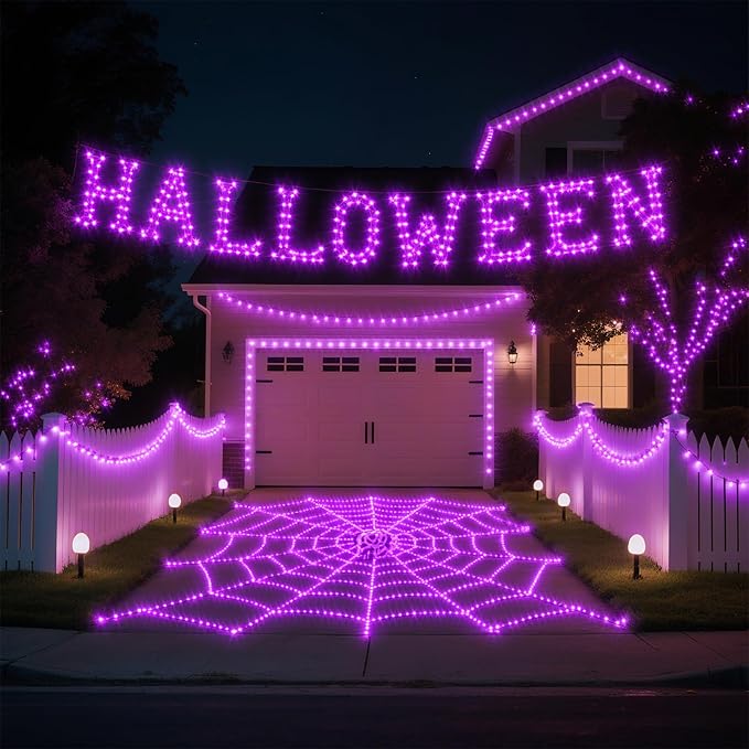 TingMiao Halloween Purple Fairy Lights Battery Operate,7.2ft 20 LEDs String Lights Silver Copper Wire for Hallowen Christmas DIY Decoration Wedding Party (6 Pack)
