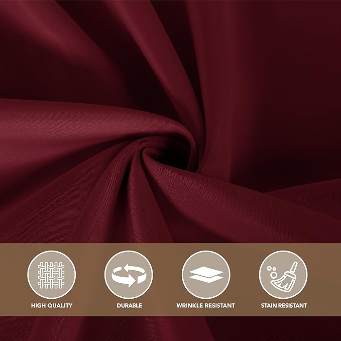 sancua Square Tablecloths 60x60 Inch Burgundy, 2 Pack - Fabric Table Cloth for Square or Round Tables, Washable Polyester Table Cover for Christmas Dinner, Holiday Party, Decorative Display Tables