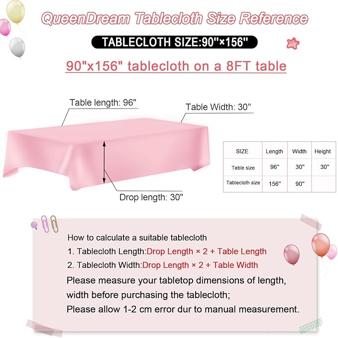 QueenDream Sequin Tablecloth 90"x156" Red Tablecloth Rectangular Party Tablecloth for Christmas Wedding Birthday Bridal Shower Decorations