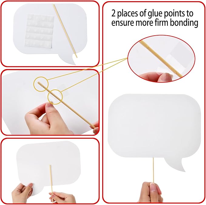 18pcs Blank Photo Booth Props Black Chalkboard Photo Booth Props Frame with Bubble DIY Photo Props for Birthday Wedding Party Supplies(White)