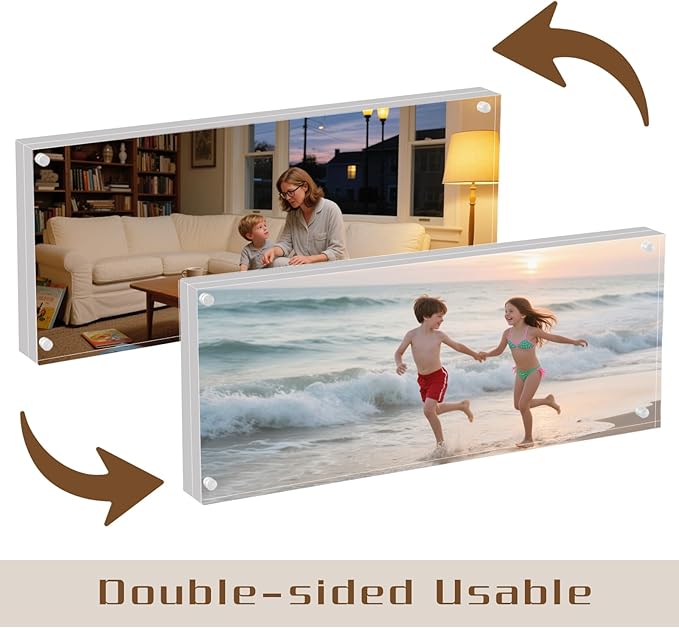 4×10 Acrylic Pictur Frame for 4x9 Business License Certificate,Panoramic Photo Frame ,mini instant photo frame for Tabletop,Thick Magnetic Double Sided Free-Standing Transparent Picture Frame. (Transparent, 4X10)