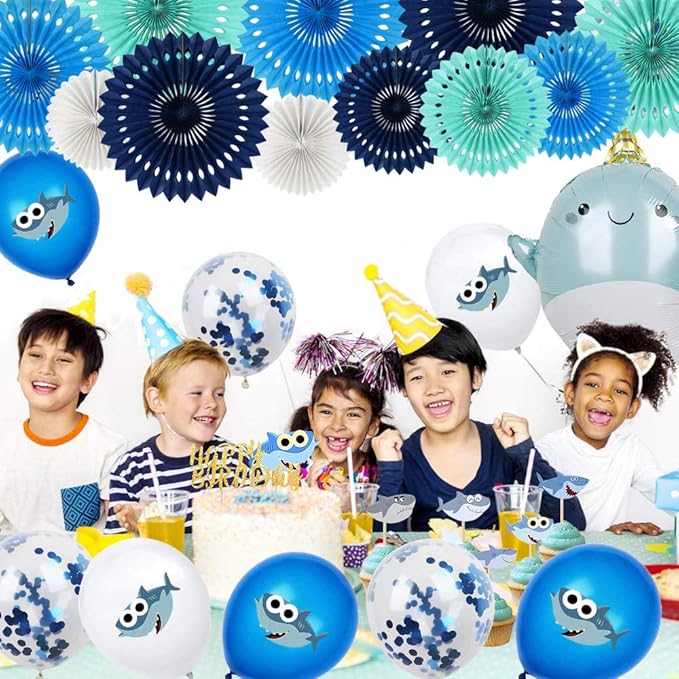 BEISHIDA Blue White Hanging Honeycomb Round Paper Fans Decoration Kit for Baby Boy Shower 1st Birthday Navy Ocean Wedding Under The Sea Theme Photo Booth Backdrops Paper Party Supplies(11packs)