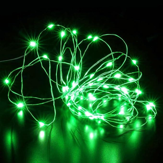 Aogist 50 Pack Fairy Lights 3 Modes 7ft 20 LED Waterproof,Battery Operated Silver Wire Firefly Starry Moon Mini String Lights for Mason Jars Christmas DIY Crafts Wedding Party Bedroom,Green