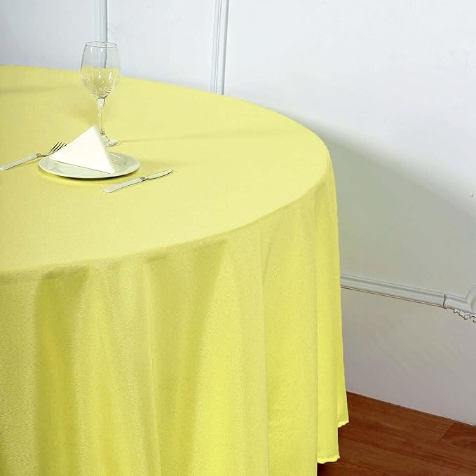 Efavormart Round Tablecloth, 108 Inch Stain & Wrinkle Resistant Washable Table Cloth, Decorative Polyester Fabric Table Cover for Banquet, Wedding, Dining- Yellow