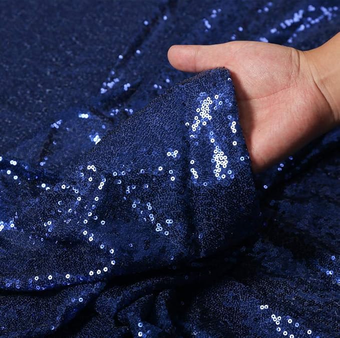 SquarePie Sequin Backdrop 6FT x 8FT Navy Blue Curtain Background for Wedding Party