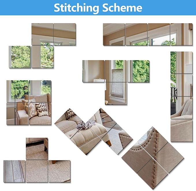 Unbreakable Acylic Small Mirror Tiles for Kids, (4-Pcs 14x14 Inch) Plastic Mirrors for Wall, Stick on Mirrors for Wall Decor, Shatterproof Mirror for Kids Bedroom