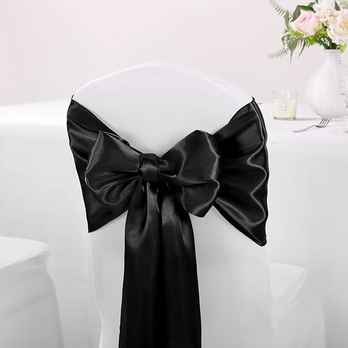 10-Pack Satin Table Runner Black 12 x 108 inches Long, Table Runners for Wedding, Birthday Parties, Banquets Decorations(10 Pack, 12x108 Inch, Black)