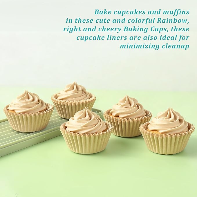 1.4 inch 1000-Count Mini Cupcake Liners Bright Colorful Muffin Baking Cups, Odorless,Baking Paper Cups for Baking Candy Cooking,Upgraded & Food Grade Grease-Proof Paper(Brown, 1.4 Inch)